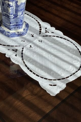 Keten Beyaz İş Runner. 85x32 cm