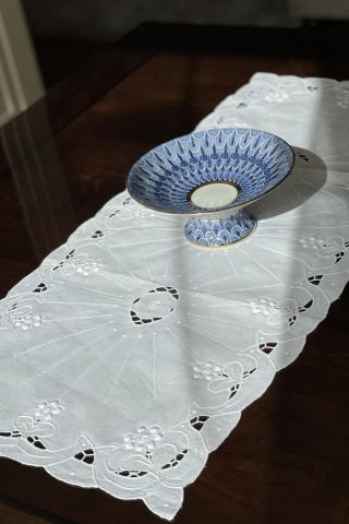 Keten Beyaz İş Runner. 81x36 cm