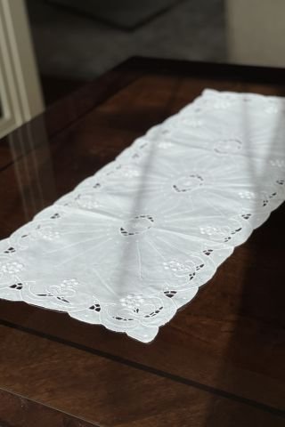 Keten Beyaz İş Runner. 81x36 cm