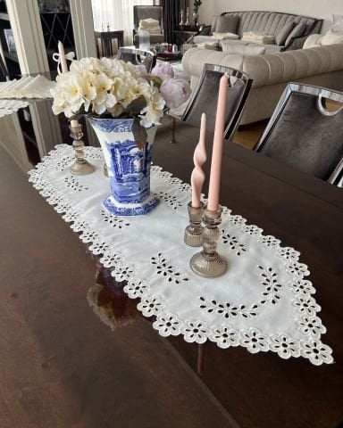 Delik İşi Runner. Papatya Model 115x39 cm