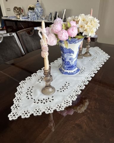 Delik İşi Runner. Papatya Model 115x39 cm