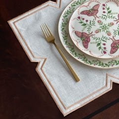 Nakışlı Keten Amerikan Servisi. Somon