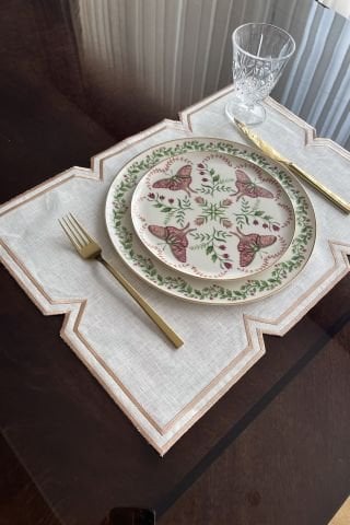 Nakışlı Keten Amerikan Servisi. Somon