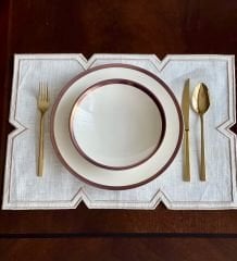 Nakışlı Keten Amerikan Servisi. Kahve