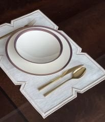 Nakışlı Keten Amerikan Servisi. Kahve