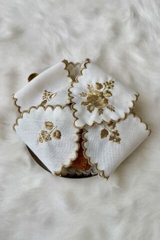 Gül Nakışlı Ekmek Örtüsü. Gold