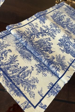 Vintage Runner Servis 50x165 cm. Mavi