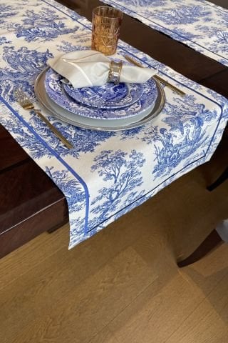 Vintage Runner Servis 50x165 cm. Mavi