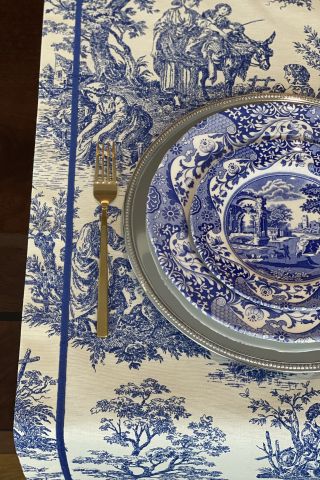 Vintage Runner Servis 50x165 cm. Mavi