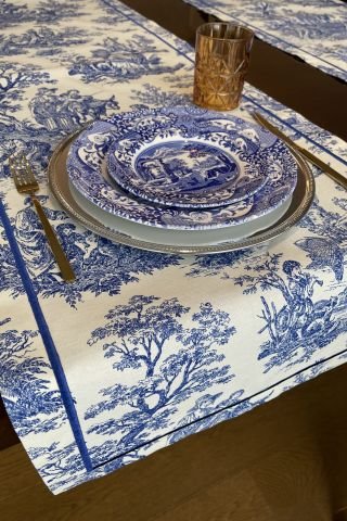 Vintage Runner Servis 50x165 cm. Mavi