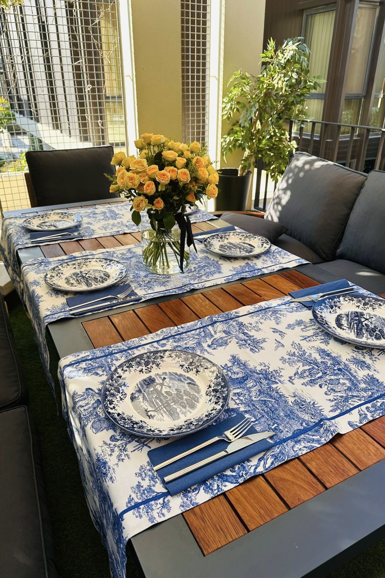 Vintage Runner Servis 50x165 cm. Mavi