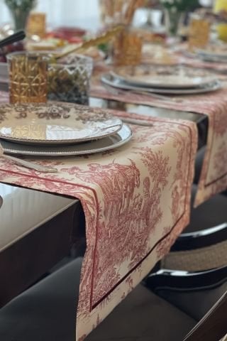 Vintage Runner Servis 50x165 cm. Kırmızı