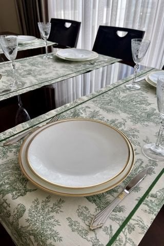 Vintage Runner Servis 50x165 cm. Yeşil