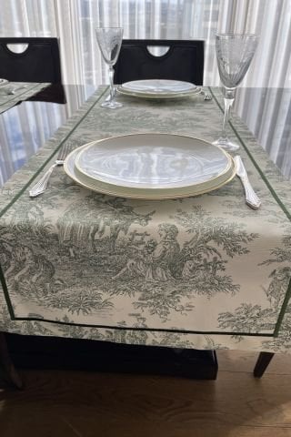 Vintage Runner Servis 50x165 cm. Yeşil