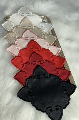 Pembe Kalp Nakışlı Kokteyl Peçetesi