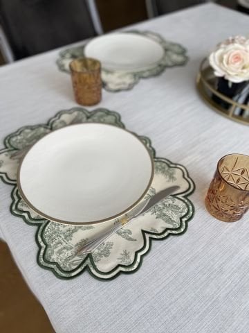 Vintage Amerikan Servis. Yeşil Desenli