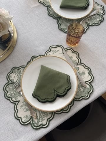 Vintage Amerikan Servis. Yeşil Desenli