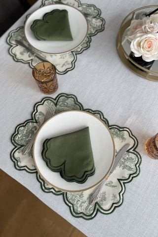 Vintage Amerikan Servis. Yeşil Desenli