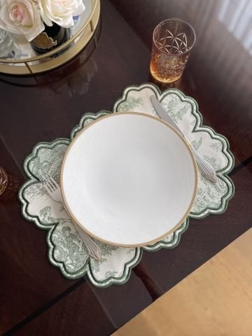 Vintage Amerikan Servis. Yeşil Desenli