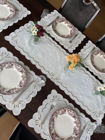 Delik İşi Runner Kelebek Model 36x116 cm