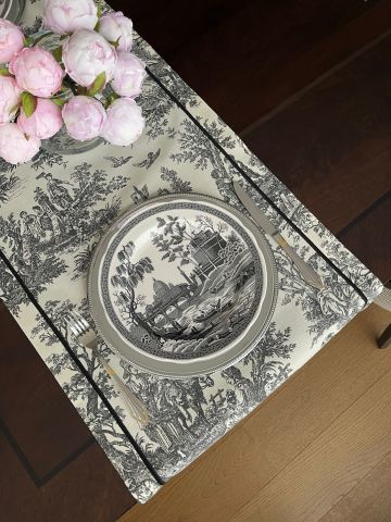 Vintage Runner Servis 50x165 cm. Siyah