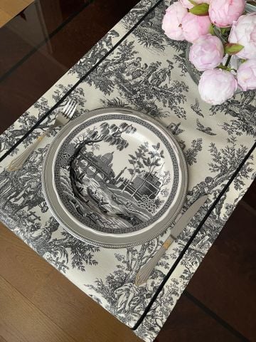 Vintage Runner Servis 50x165 cm. Siyah