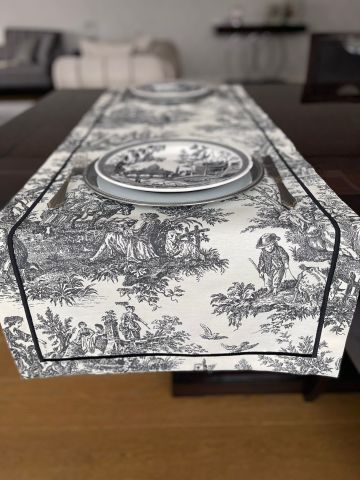 Vintage Runner Servis 50x165 cm. Siyah