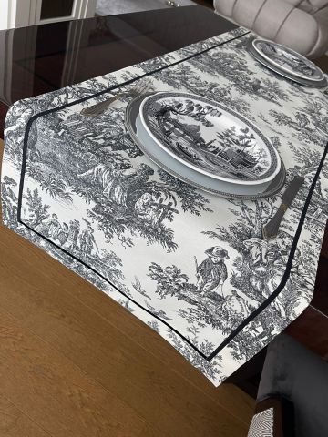 Vintage Runner Servis 50x165 cm. Siyah