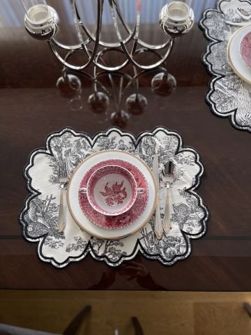 Vintage Amerikan Servis. Siyah Desenli