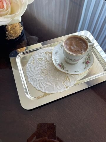 Delik İşi Kokteyl Sunum Peçetesi. Şakayık Model ( 1 Adet )