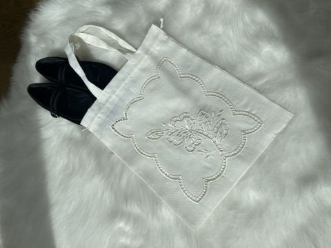 Nakış İşlemeli Delik İşi Çok Amaçlı Kumaş Çanta