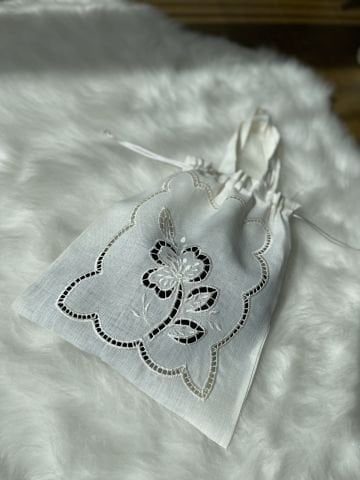 Nakış İşlemeli Delik İşi Çok Amaçlı Kumaş Çanta