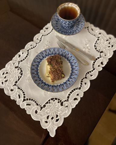 Nakış İşlemeli Kesme Delik İşi Tepsi Örtüsü 47 x 31 cm