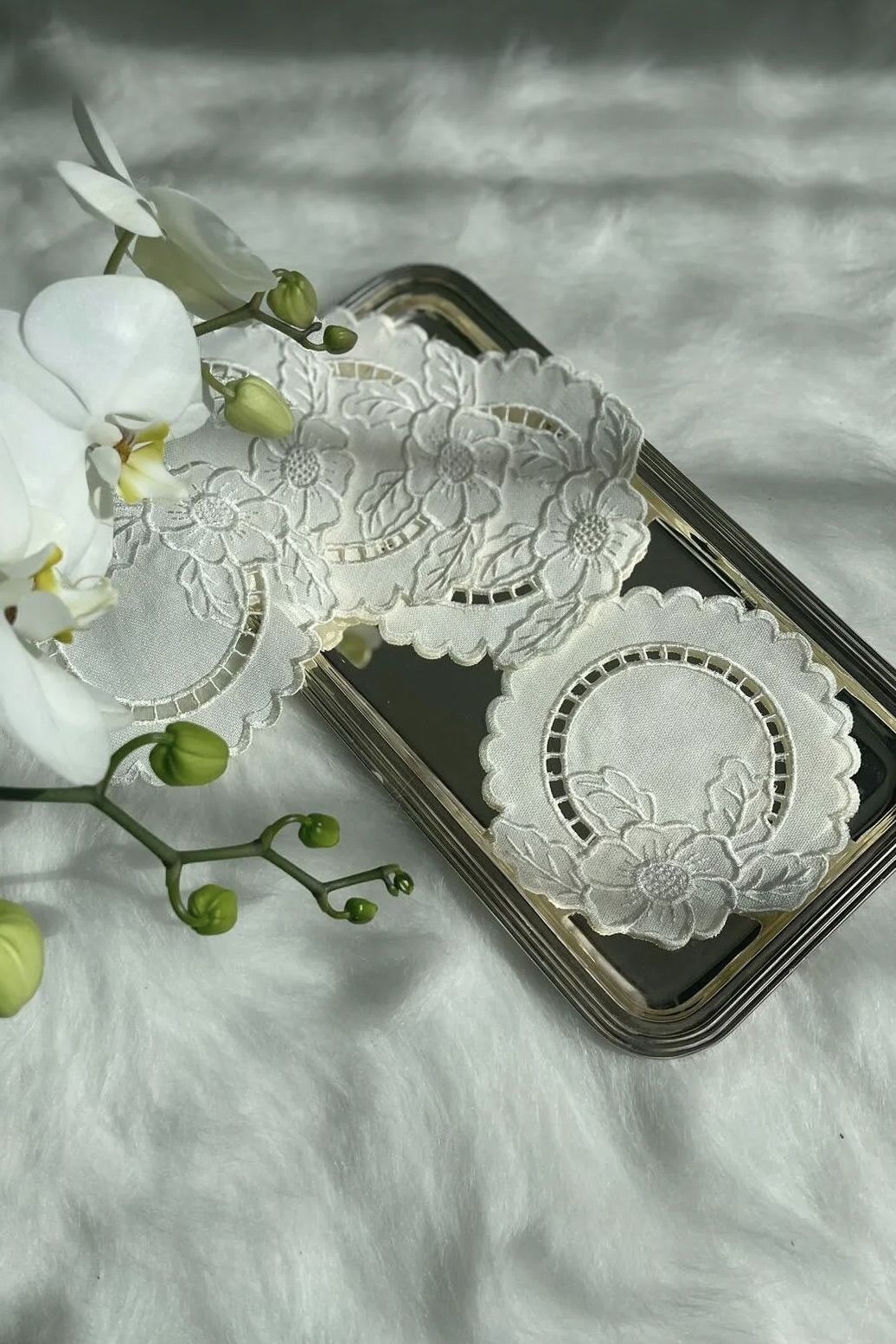 6'lı Set Delikişi Kokteyl Sunum Peçetesi. Çiçek Model ( 6 Adet )