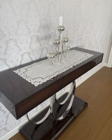 Delik İşi Konsol Örtüsü & Runner. Güllü Model. 35 x 100 cm