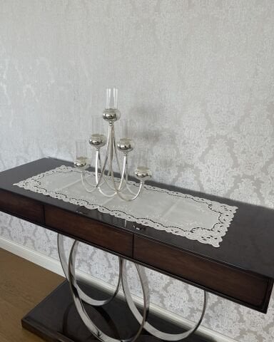 Delik İşi Konsol Örtüsü & Runner. Güllü Model. 35 x 100 cm