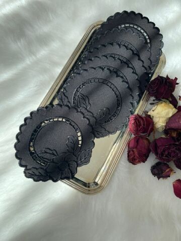 Delikişi Kokteyl Sunum Peçetesi. Çiçek Model ( 1 Adet ) Siyah