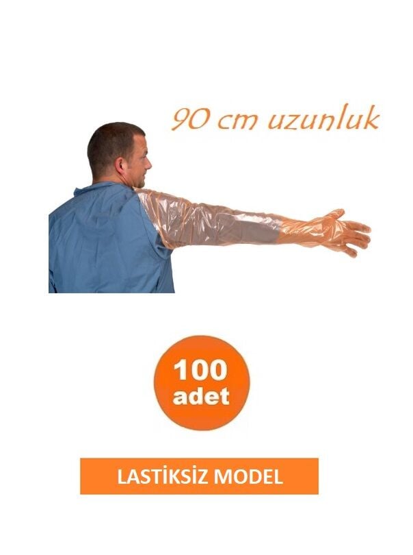 90 cm Uzun Naylon Eldiven. Lastiksiz Model (100 Adet)