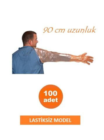 90 cm Uzun Naylon Eldiven. Lastiksiz Model (100 Adet)