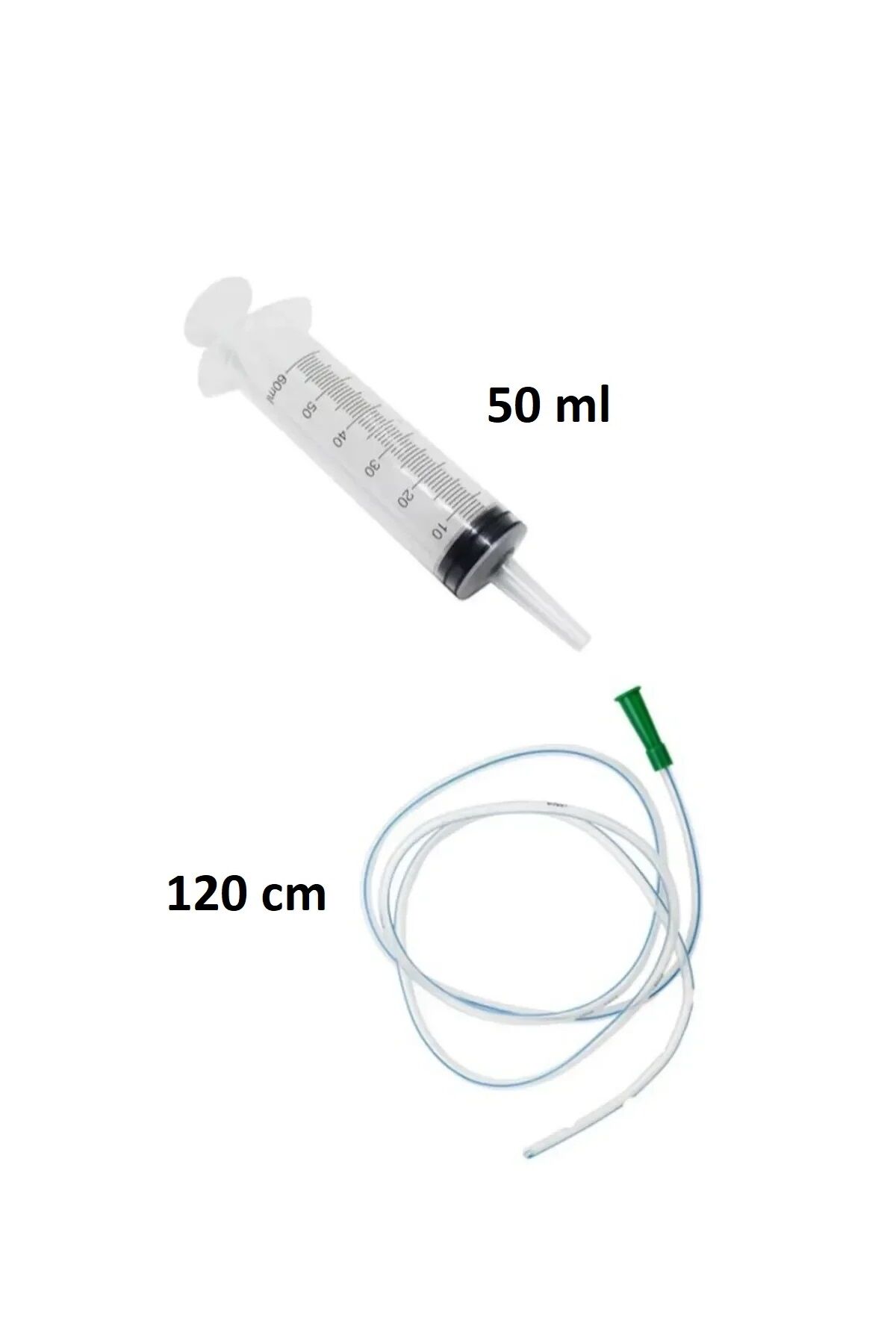 Plastik Enjektör 50 ml Büyük. 120 cm Hortumlu - Sıvı Emme Çekme Enjektörü