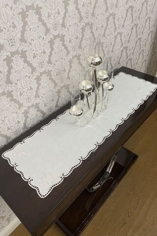 Delik İşi Konsol Örtüsü & Runner. Evalı model. 35 x 115 cm
