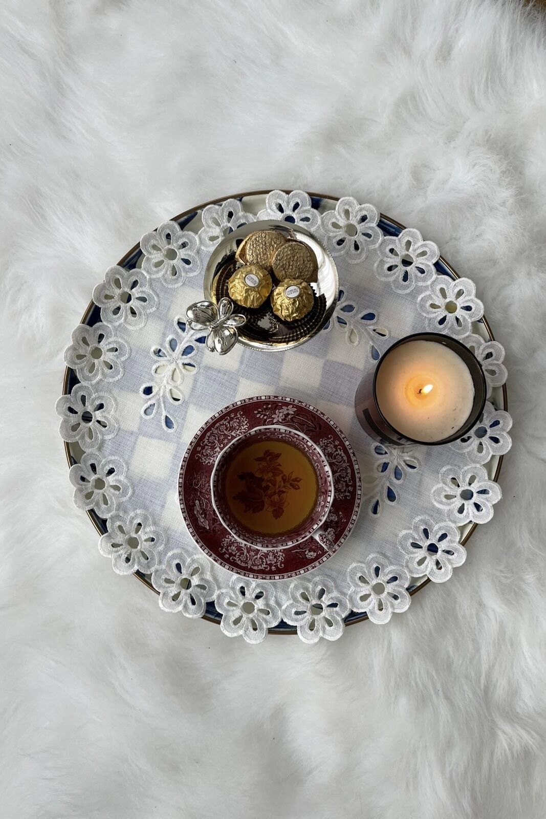 Delikişi Tepsi Örtüsü. Papatya. 39 x 39 cm