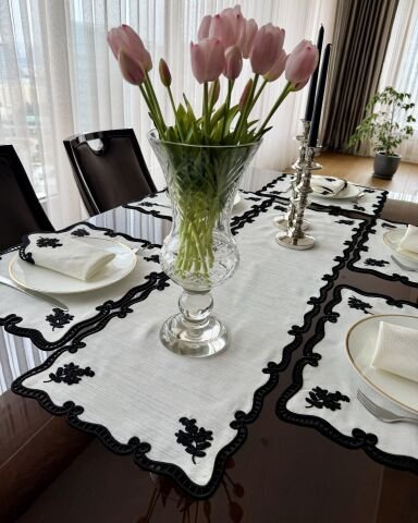 Delikişi Konsol Örtüsü & Runner. Evalı model. 35 x 115 cm