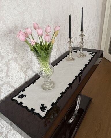 Delikişi Konsol Örtüsü & Runner. Evalı model. 35 x 115 cm