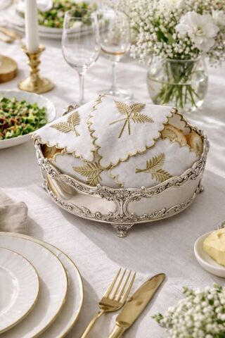 Başak Nakışlı Ekmek Örtüsü. Gold