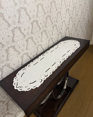 'ÖN SİPARİŞLİ ÜRÜN' Delikişi Konsol Örtüsü & Runner. Oval Şakayık model. 35 x 119 cm
