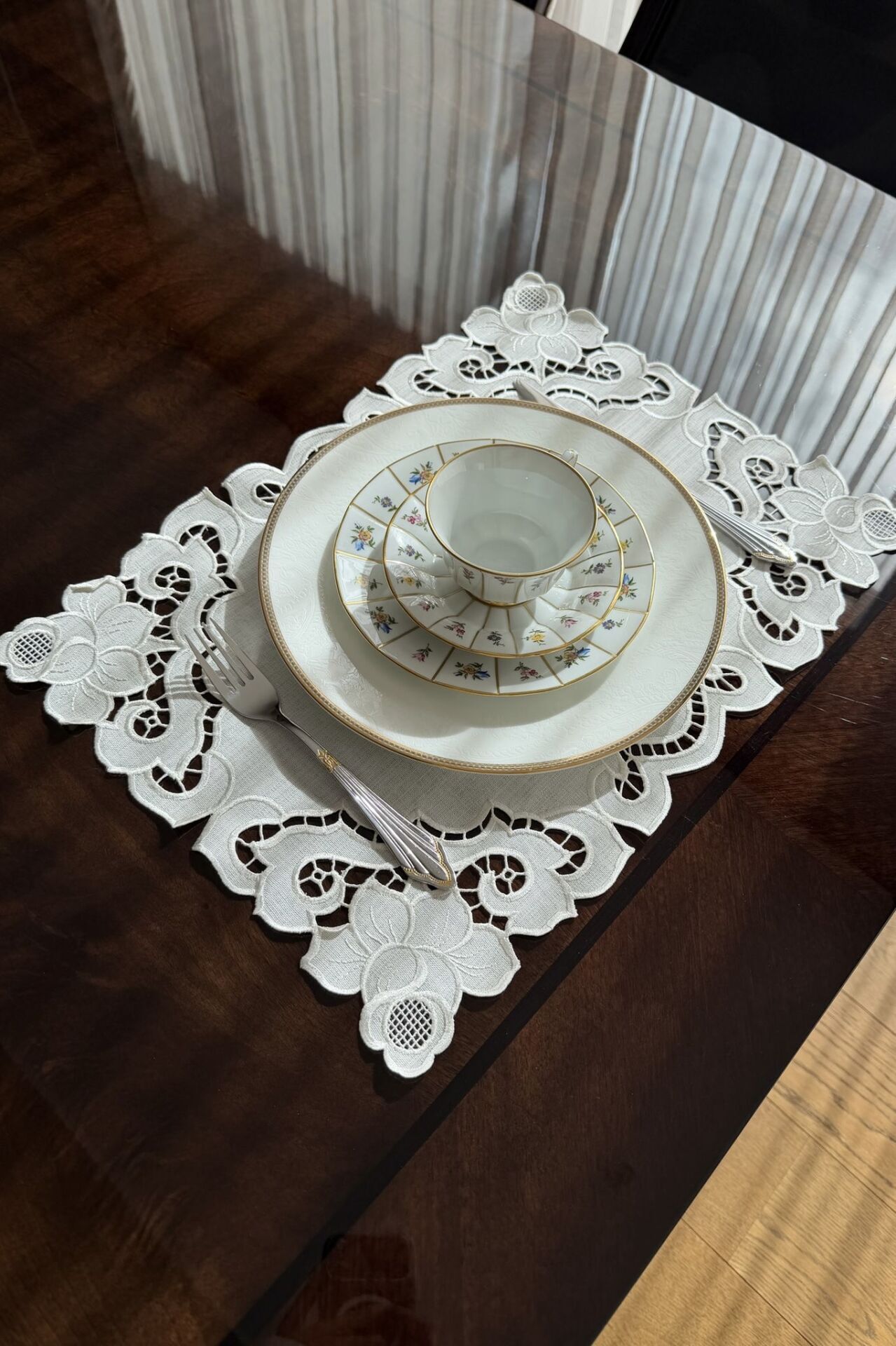 6'lı Set Delikişi Amerikan Servisi. Vintage Rose