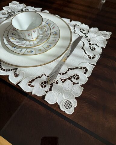 6'lı Set Delikişi Amerikan Servisi. Vintage Rose