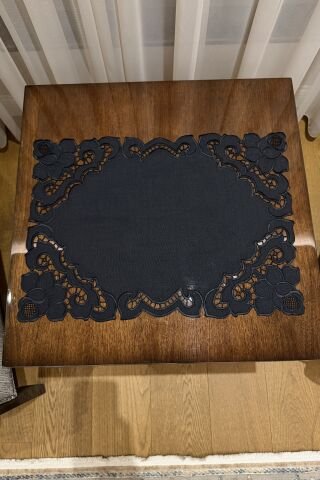 6'lı Set Delikişi Amerikan Servisi. Vintage Rose. Siyah